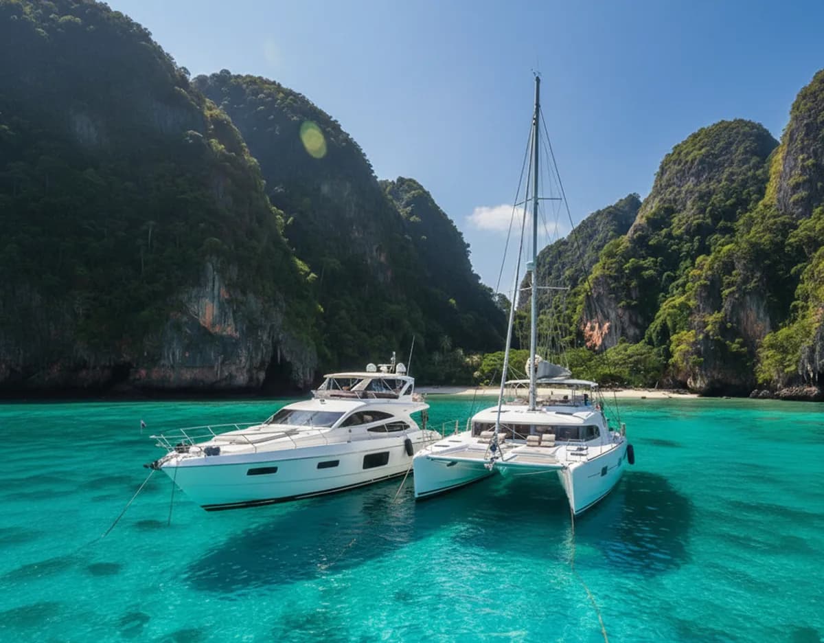 יאכטה מנוע יוקרה מול קטמרן הפלגה