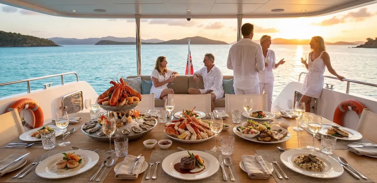 خدمات الطعام على اليخت: بوفيه أو قوائم الطعام الفاخرة